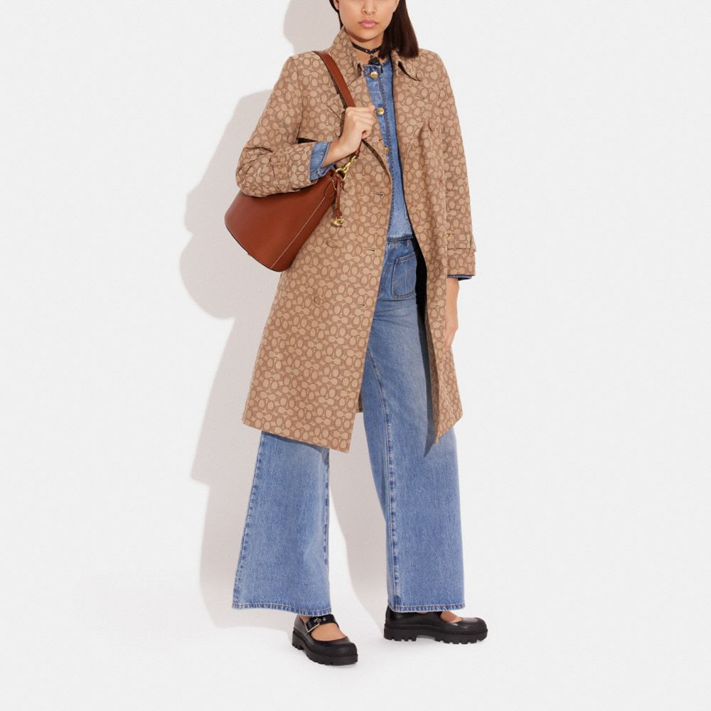 COACH®,Dakota Bucket Bag,Leather,Bucket,Logo,Metal,Casual,Brown,Detail View