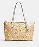 COACH®,GALLERY TOTE IN SIGNATURE CANVAS WITH FLORAL CLUSTER PRINT,Gold/Light Khaki Multi,Front View