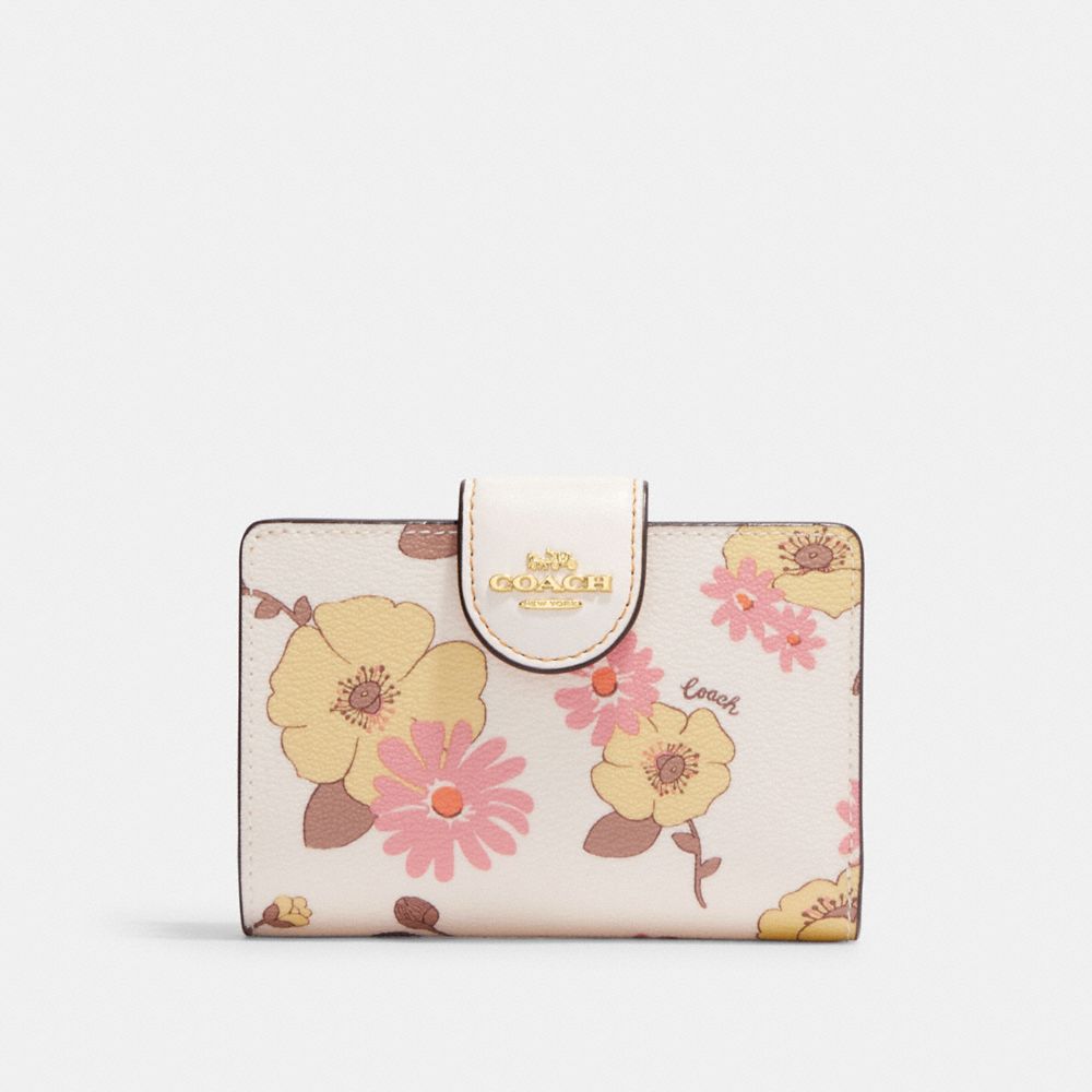 COACH® | Medium Corner Zip Wallet With Floral Cluster Print