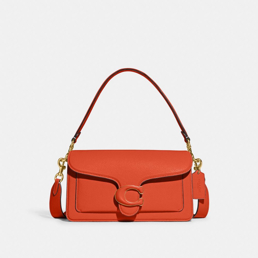 COACH®,TABBY SHOULDER BAG 26,Refined Pebble Leather,Medium,Kesari's Picks,Brass/Sun Orange,Front View image number 0