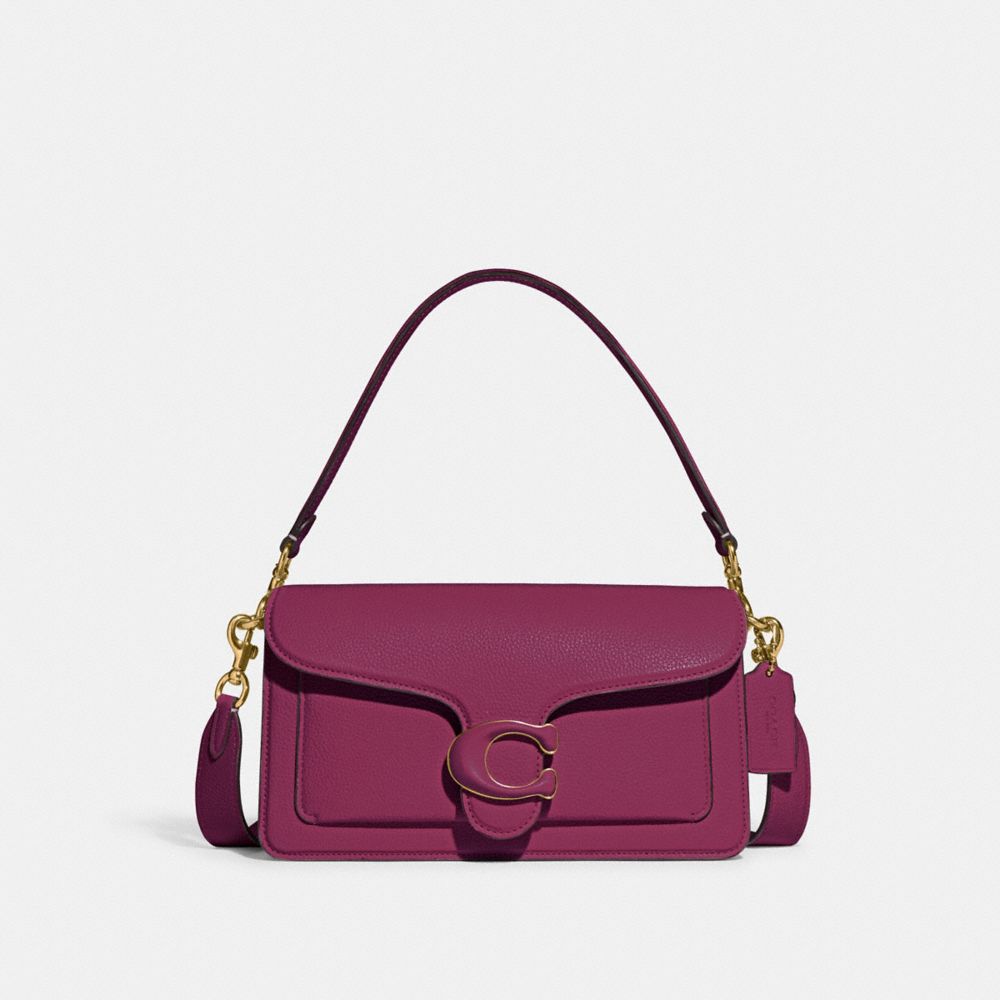 COACH®,TABBY SHOULDER BAG 26,Refined Pebble Leather,Medium,Kesari's Picks,Brass/Deep Plum,Front View