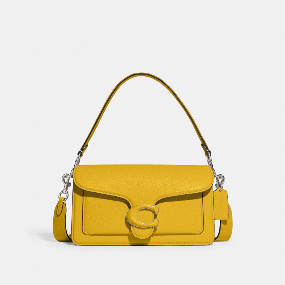 COACH®,TABBY SHOULDER BAG 26,Refined Pebble Leather,Medium,Kesari's Picks,Silver/Canary,Front View