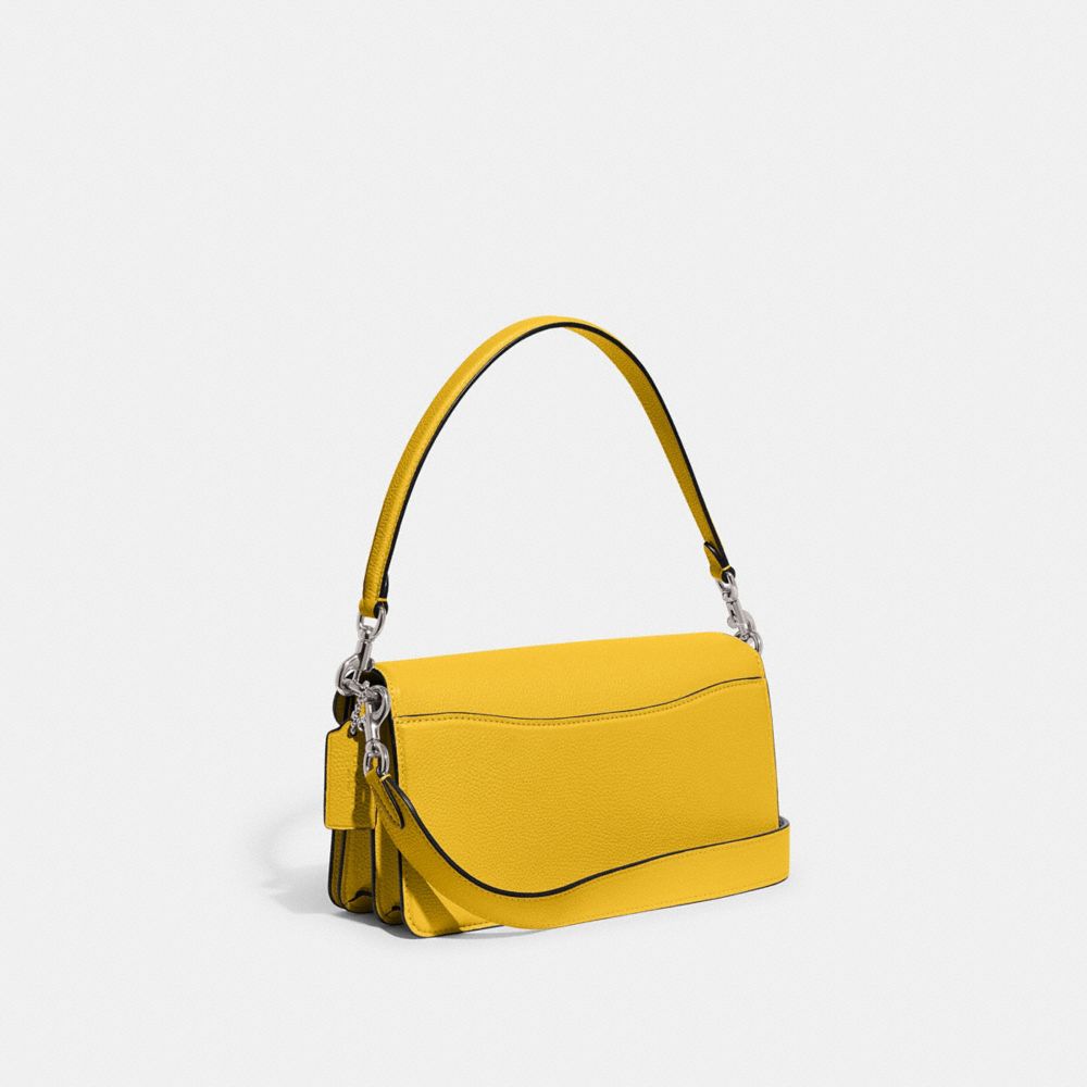 COACH®,TABBY SHOULDER BAG 26,Refined Pebble Leather,Medium,Kesari's Picks,Silver/Canary,Angle View