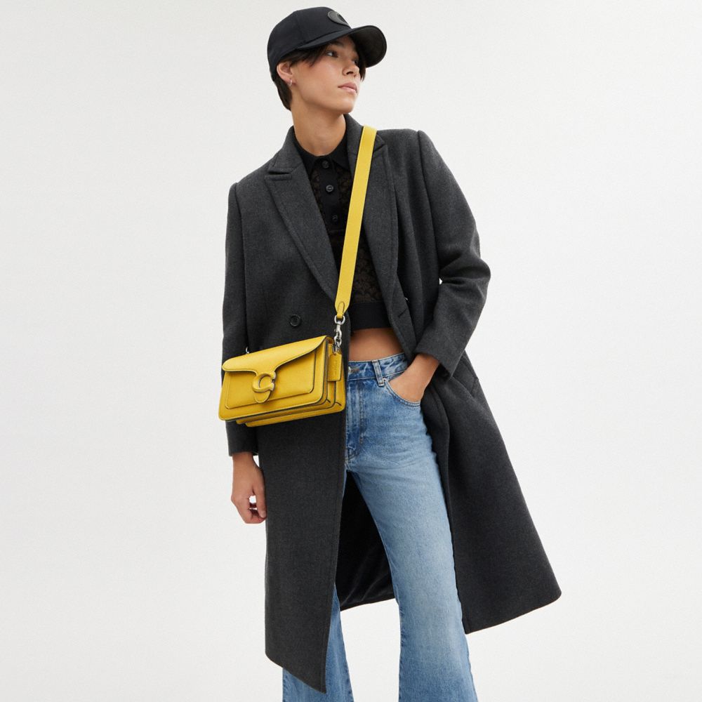 COACH®,Tabby Shoulder Bag 26,Leather,Shoulder Bag,Logo,Metal,Compact,Casual,Mustard