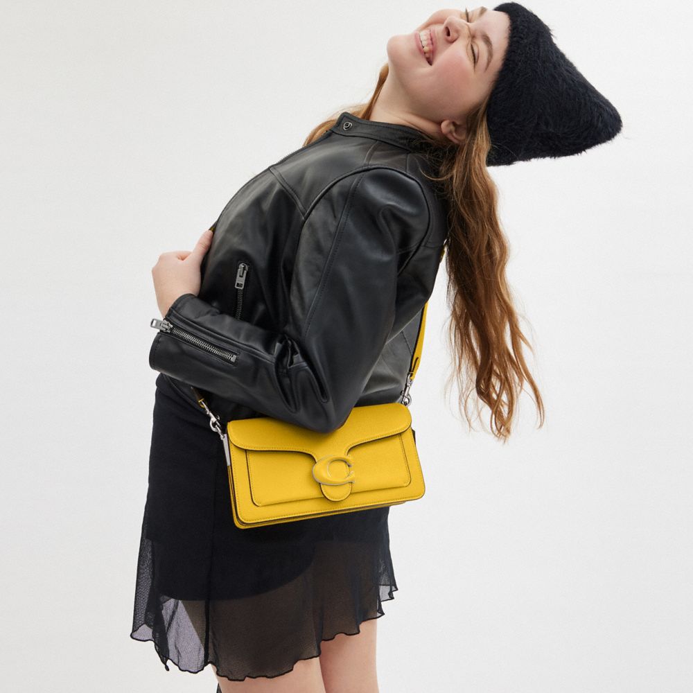 COACH®,Tabby Shoulder Bag 26,Leather,Shoulder Bag,Logo,Metal,Compact,Casual,Mustard