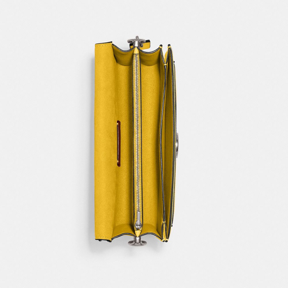 COACH®,Tabby Shoulder Bag 26,Leather,Shoulder Bag,Logo,Metal,Compact,Casual,Mustard,Inside View,Top View