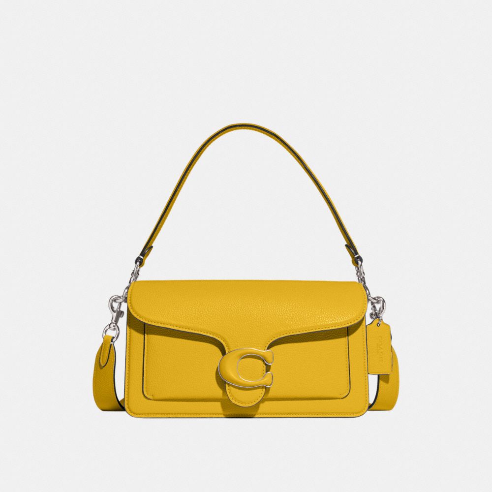 COACH®,Tabby Shoulder Bag 26,Leather,Shoulder Bag,Metal,Logo,Compact,Casual,Mustard,Front View