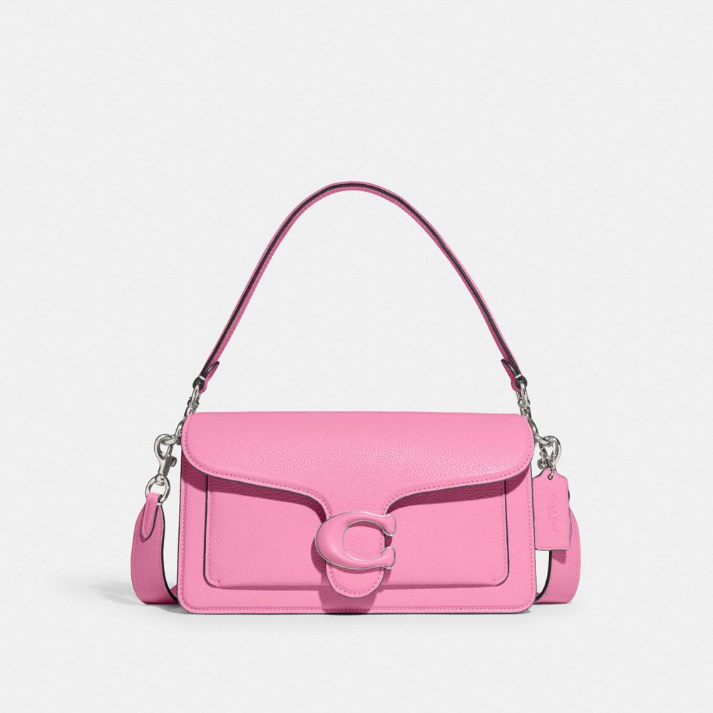 COACH®,TABBY SHOULDER BAG 26,Refined Pebble Leather,Medium,Kesari's Picks,Silver/Vivid Pink,Front View