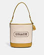 COACH®,DAKOTA BUCKET BAG,canvas,X-Large,Brass/Natural Canvas/Yellow Gold,Front View