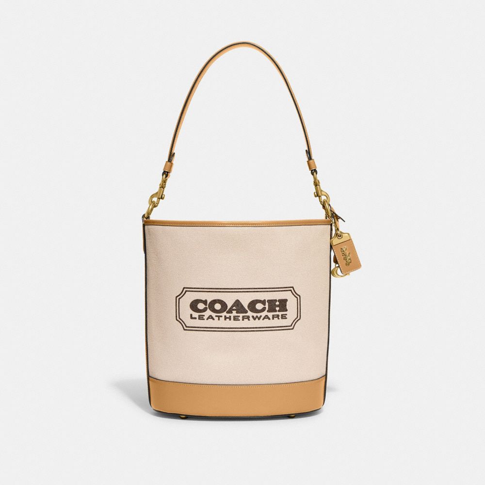 COACH®,ダコタ バケット バッグ,ショルダーバッグ,ﾌﾞﾗｽ/ﾅﾁｭﾗﾙ ｷｬﾝﾊﾞｽ/ﾀﾝ