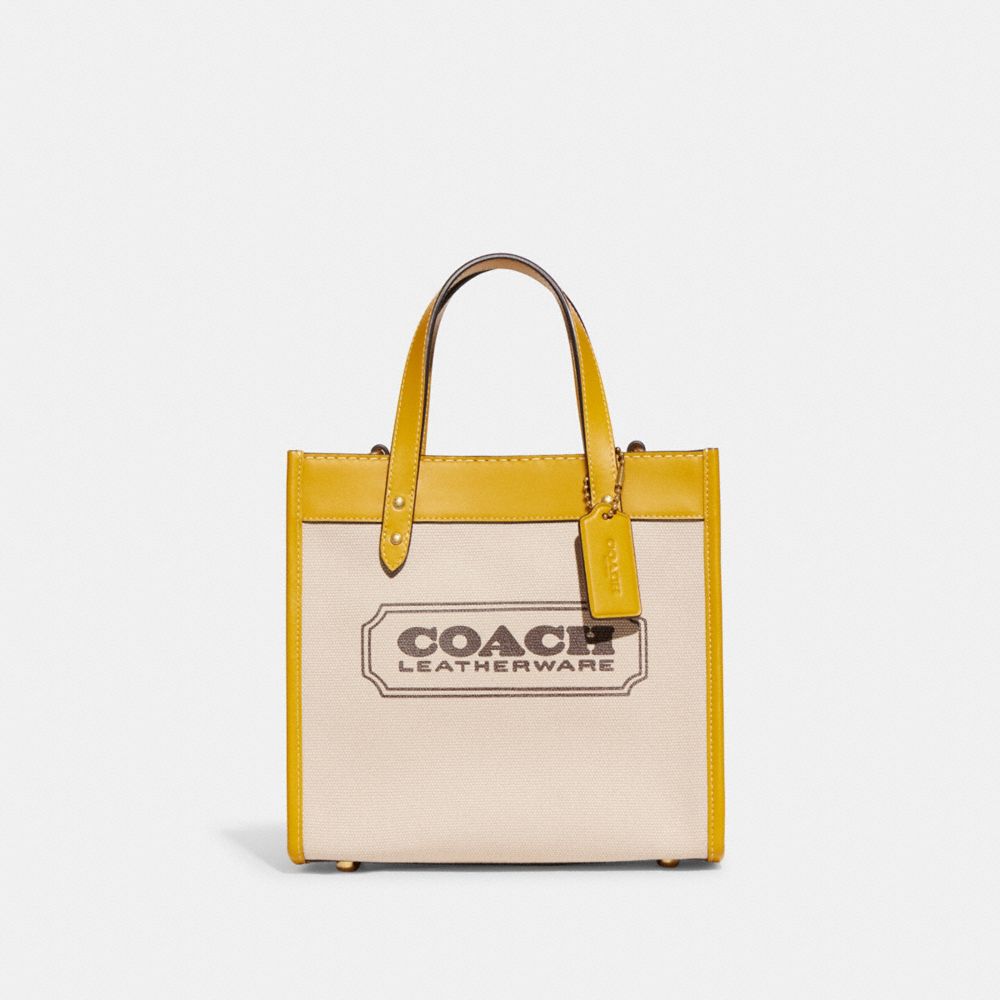 COACH®,フィールド トート 22,トートバッグ,ﾌﾞﾗｽ/ﾅﾁｭﾗﾙ ｷｬﾝﾊﾞｽ/ｲｴﾛｰ ｺﾞｰﾙﾄﾞ