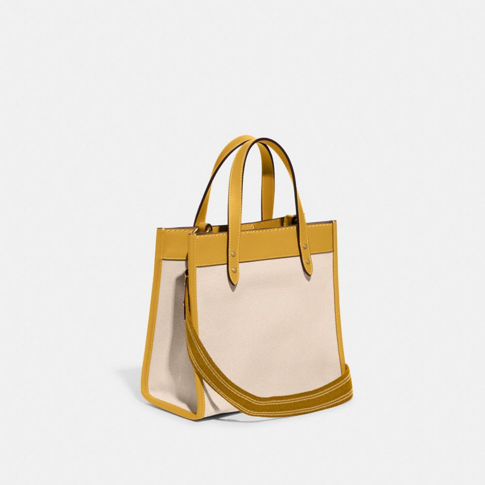 COACH®,フィールド トート 22,トートバッグ,ﾌﾞﾗｽ/ﾅﾁｭﾗﾙ ｷｬﾝﾊﾞｽ/ｲｴﾛｰ ｺﾞｰﾙﾄﾞ