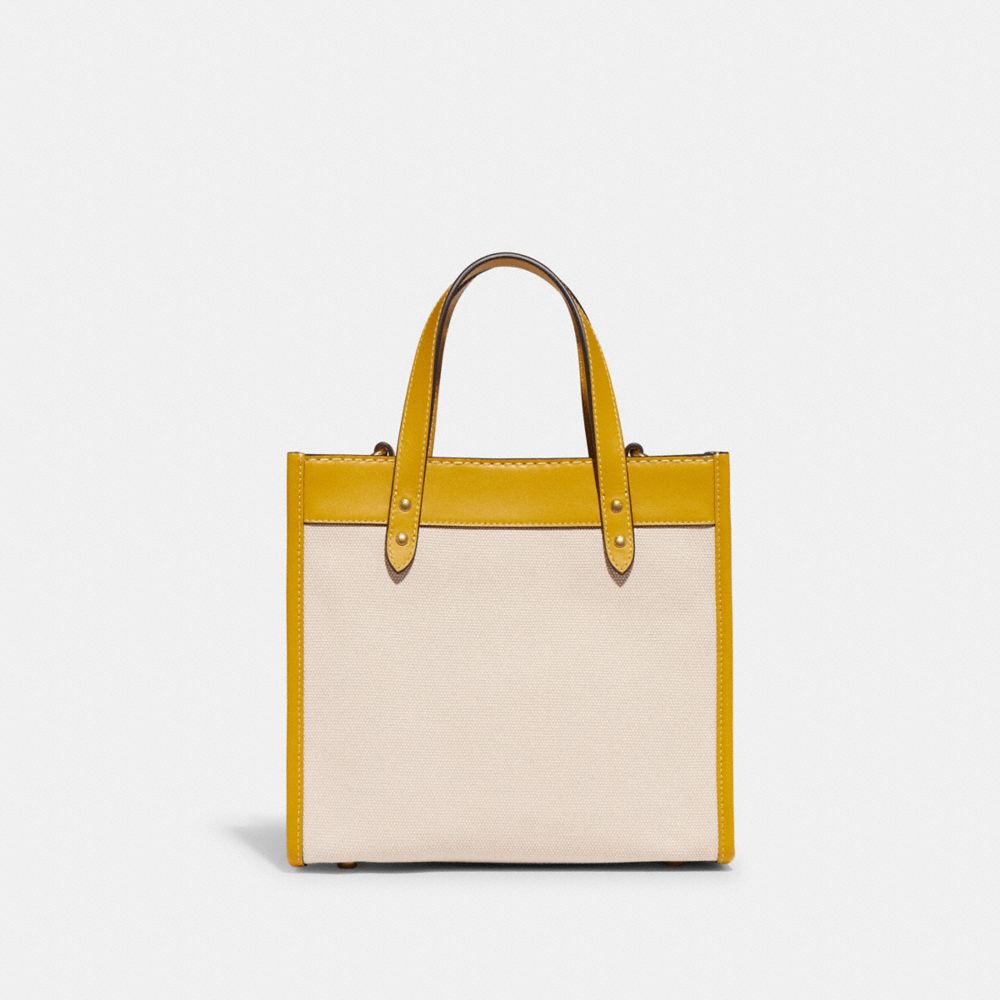 COACH®,フィールド トート 22,トートバッグ,ﾌﾞﾗｽ/ﾅﾁｭﾗﾙ ｷｬﾝﾊﾞｽ/ｲｴﾛｰ ｺﾞｰﾙﾄﾞ