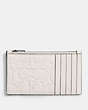 COACH®,ZIP CARD CASE IN SIGNATURE LEATHER,Polished Pebble Leather,Chalk,Back View