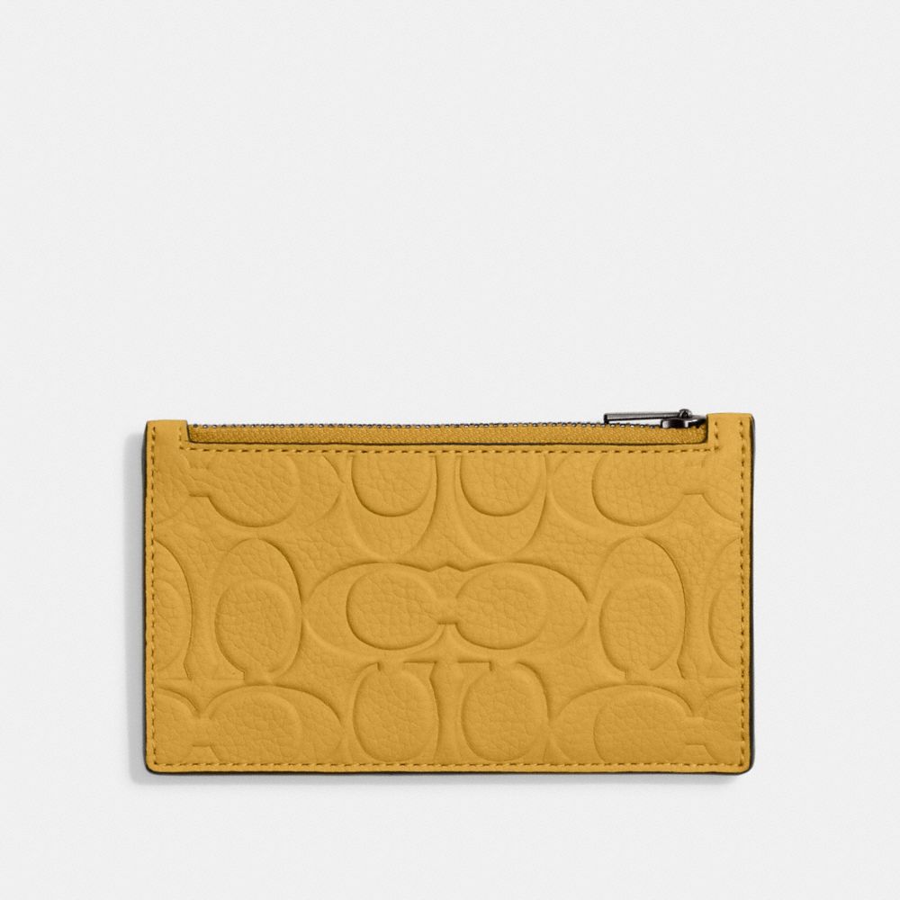 Coach Outlet Zip Card Case in Signature Leather - Yellow - One Size