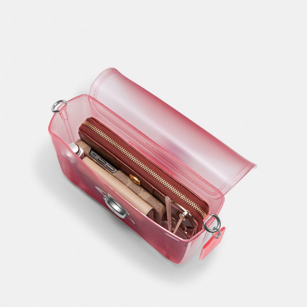 COACH®,Jelly Tabby Bag,Crossbody,PVC,Logo,Metal,Sheer,Day Party,Purple,Inside View, Top View