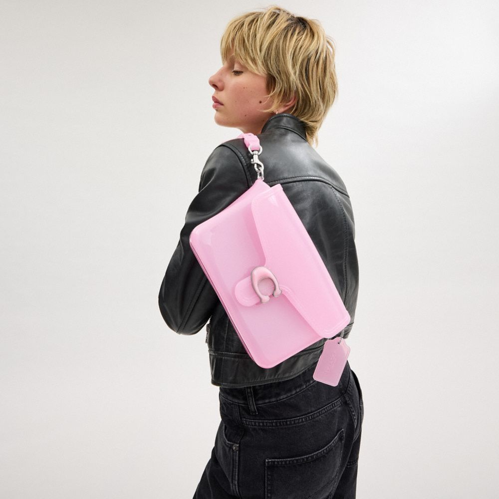 COACH®,Jelly Tabby Bag,Crossbody,PVC,Logo,Metal,Sheer,Day Party,Clear,Pink,Detail View