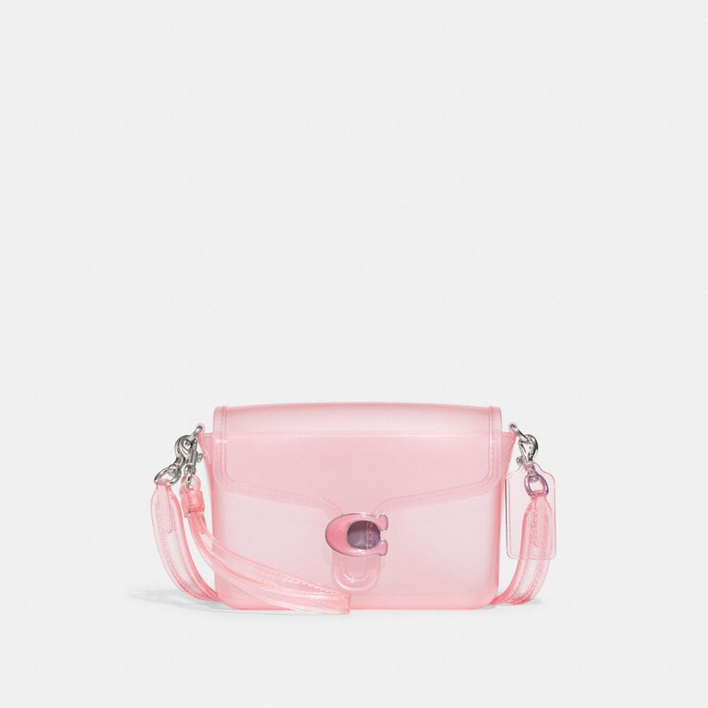 COACH®,Jelly Tabby Bag,Crossbody,PVC,Logo,Metal,Sheer,Day Party,Clear,Pink,Front View