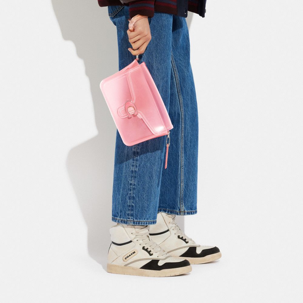 COACH®,Jelly Tabby Bag,Crossbody,PVC,Logo,Metal,Sheer,Day Party,Clear,Pink,Detail View