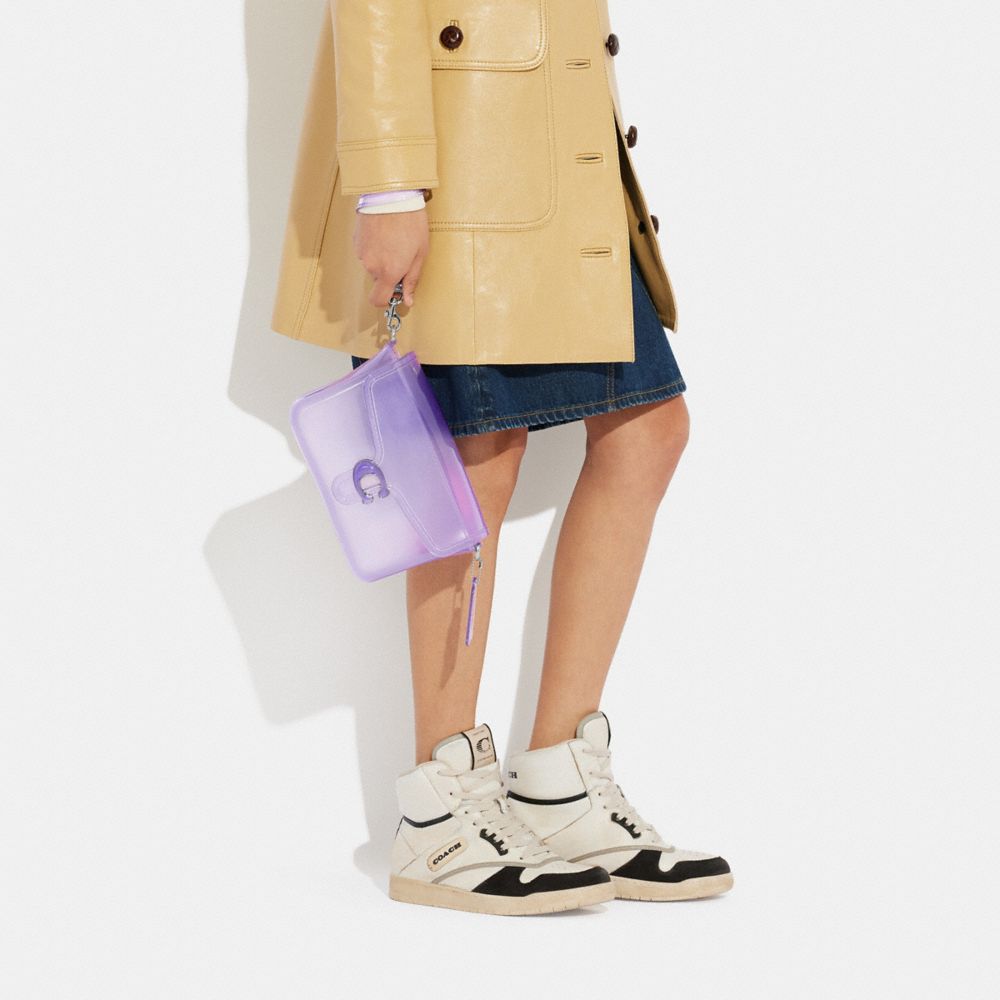 COACH®,Jelly Tabby Bag,Crossbody,PVC,Logo,Metal,Sheer,Day Party,Purple,Detail View