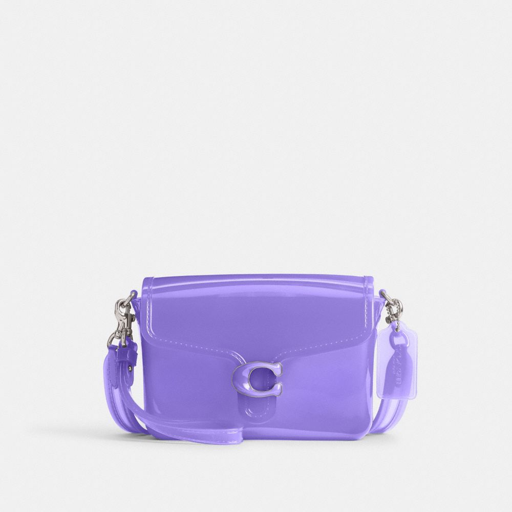 COACH®,Jelly Tabby Bag,Crossbody,PVC,Logo,Metal,Sheer,Day Party,Purple,Front View