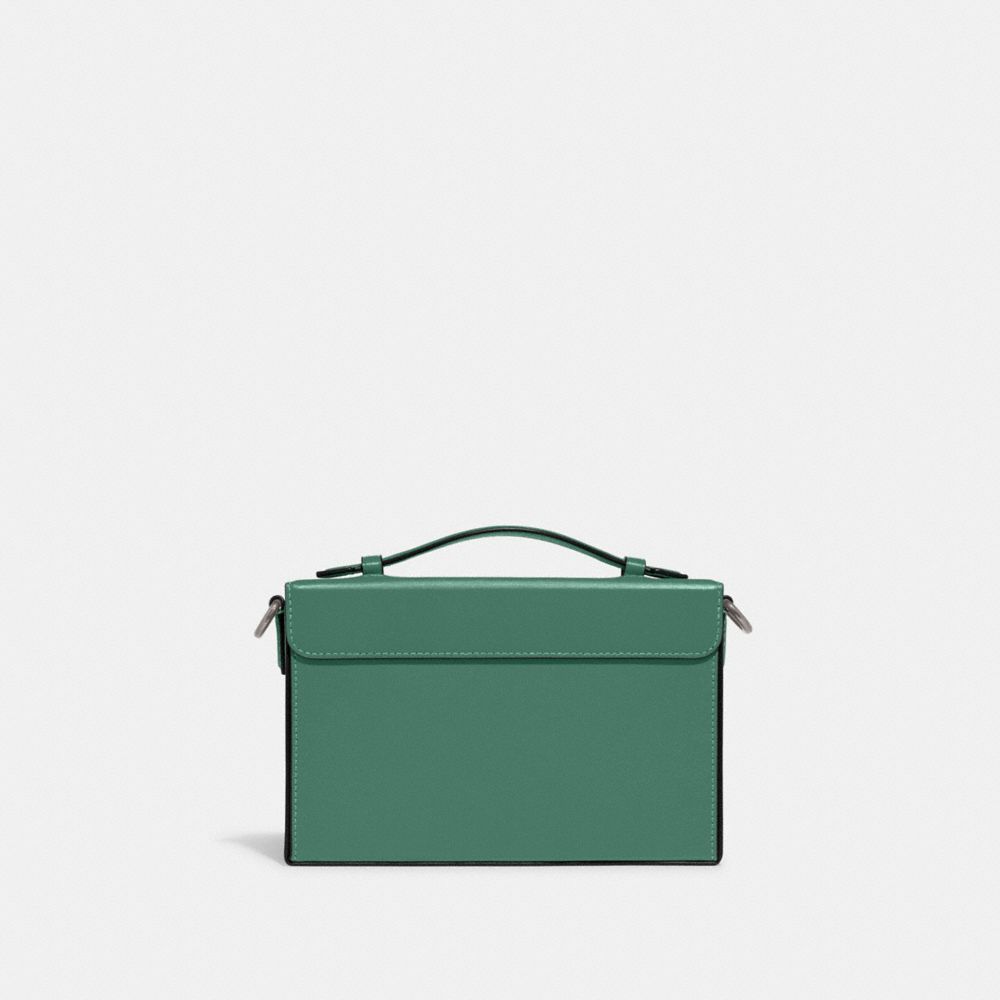 COACH®,Tabby Box Bag,Leather,Box Bag,Wristlet,Metal,Logo,Expandable,Day Party,Green,Back View