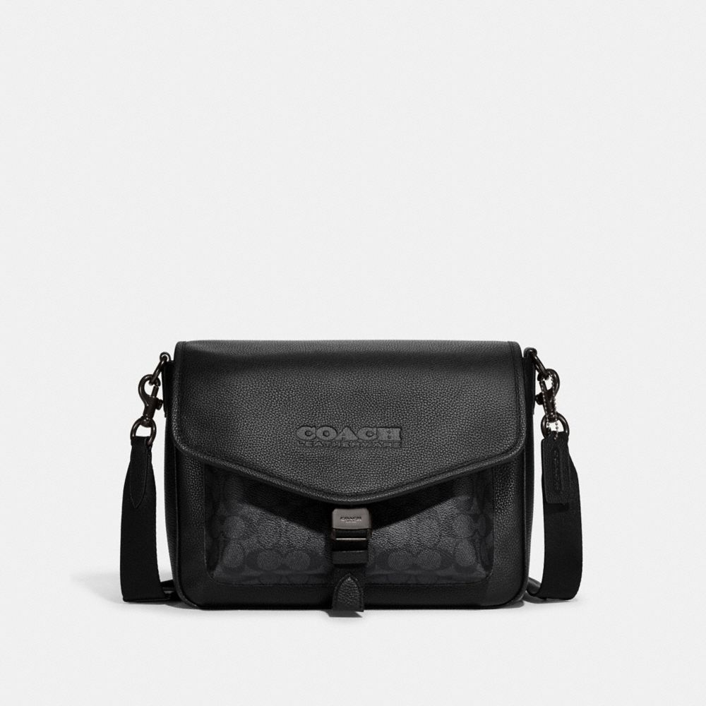 Mini Reporter bag in canvas and leather black - Men