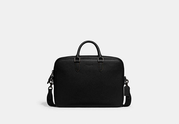 COACH®,GOTHAM BRIEF,Refined Calf Leather,Black,Front View image number 0