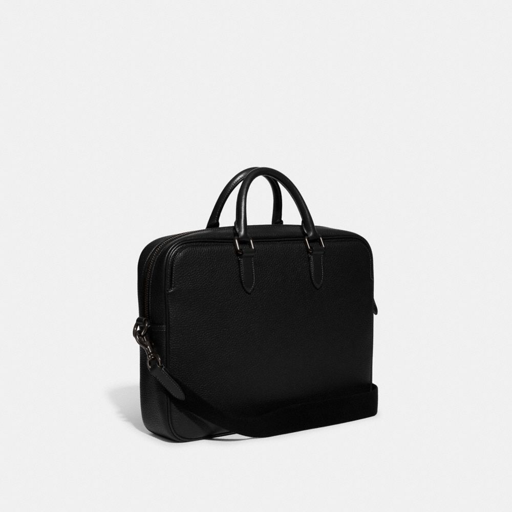 COACH®,GOTHAM BRIEF,Refined Calf Leather,Medium,Black,Angle View