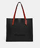 COACH®,RELAY TOTE,Polished Pebble Leather,Black,Front View