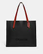 COACH®,RELAY TOTE,Polished Pebble Leather,Black,Front View