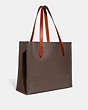 COACH®,RELAY TOTE BAG,Polished Pebble Leather,Large,Dark Stone,Angle View
