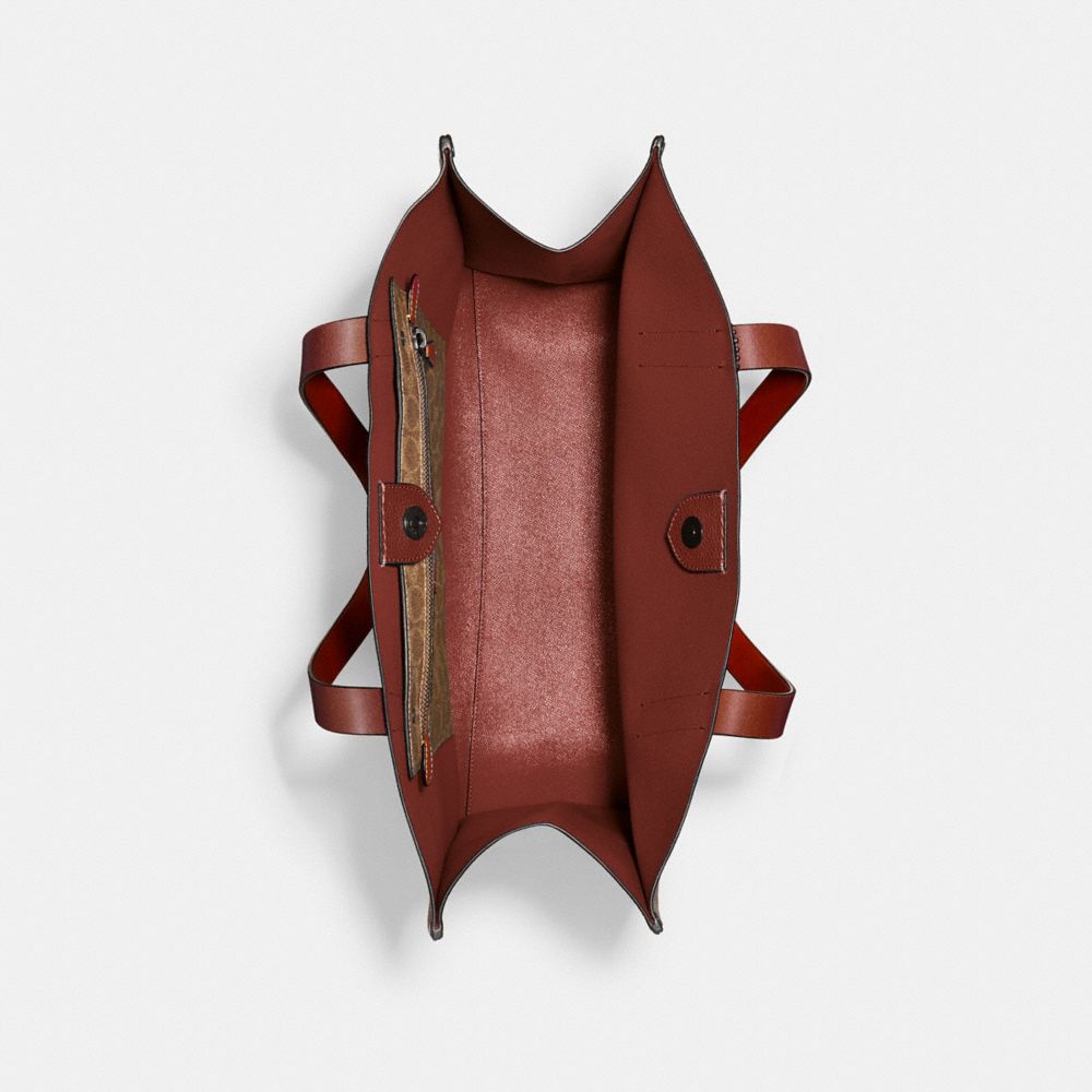 COACH®,Relay Tote Bag,Leather,Tote,Casual,Brown,Inside View,Top View