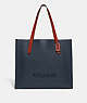 COACH®,RELAY TOTE,Polished Pebble Leather,Denim,Front View