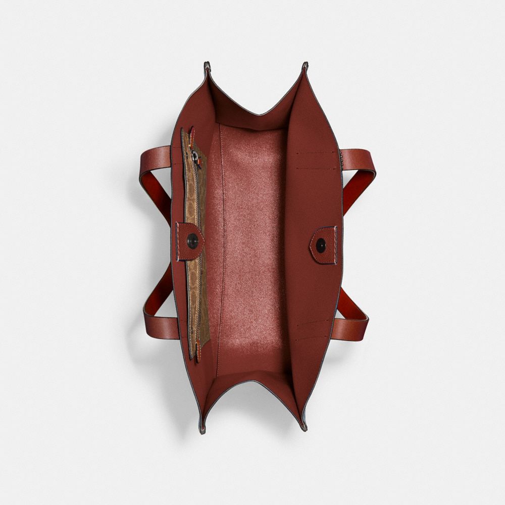 COACH®,Relay Tote Bag,Leather,Tote,Casual,Navy,Inside View,Top View