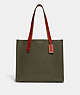 COACH®,RELAY TOTE 34,Polished Pebble Leather,Large,Army Green,Front View