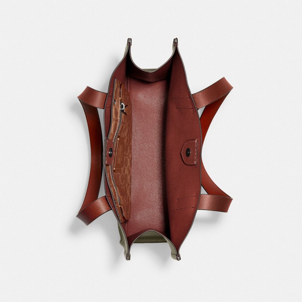 COACH®,Relay Tote Bag 34,Leather,Tote,Logo,Casual,Olive,Inside View,Top View