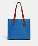COACH®,RELAY TOTE 34,Polished Pebble Leather,Medium,Blueberry,Front View
