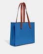 COACH®,RELAY TOTE BAG 34,Polished Pebble Leather,Medium,Blueberry,Angle View