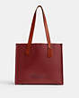COACH®,RELAY TOTE 34,Polished Pebble Leather,Medium,Ruby Red,Front View