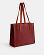 COACH®,RELAY TOTE 34,Polished Pebble Leather,Medium,Ruby Red,Angle View