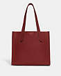 COACH®,RELAY TOTE 34,Polished Pebble Leather,Medium,Ruby Red,Back View