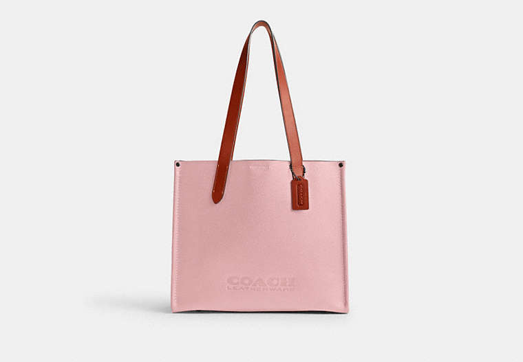 COACH®,CABAS RELAY 34,Cuir galet poli,Rose doux,Front View