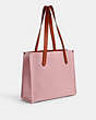 COACH®,RELAY TOTE BAG 34,Polished Pebble Leather,Medium,Soft Pink,Angle View