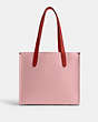 COACH®,RELAY TOTE BAG 34,Polished Pebble Leather,Medium,Soft Pink,Back View