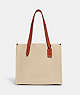 COACH®,RELAY TOTE 34,Polished Pebble Leather,Medium,Ivory,Front View