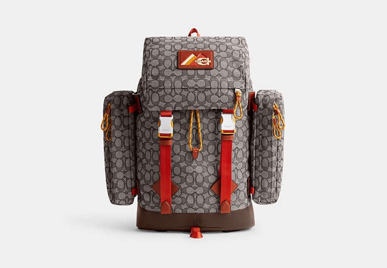 COACH®,UTILITY BACKPACK IN SIGNATURE JACQUARD,Signature Jacquard,X-Large,Oak,Front View
