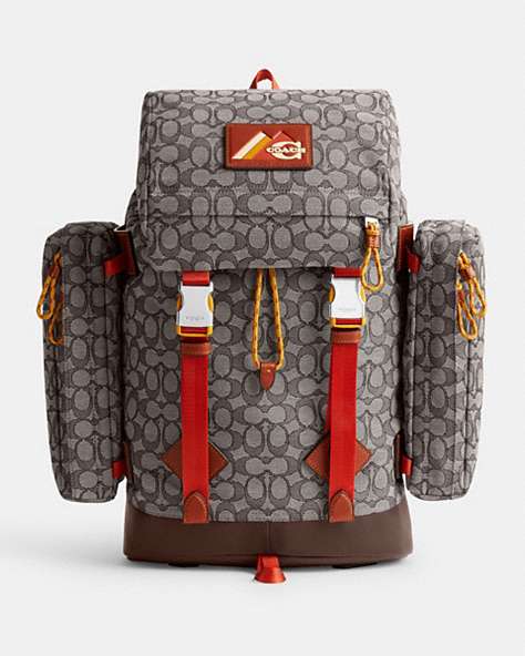 COACH®,UTILITY BACKPACK IN SIGNATURE JACQUARD,Signature Jacquard,X-Large,Oak,Front View