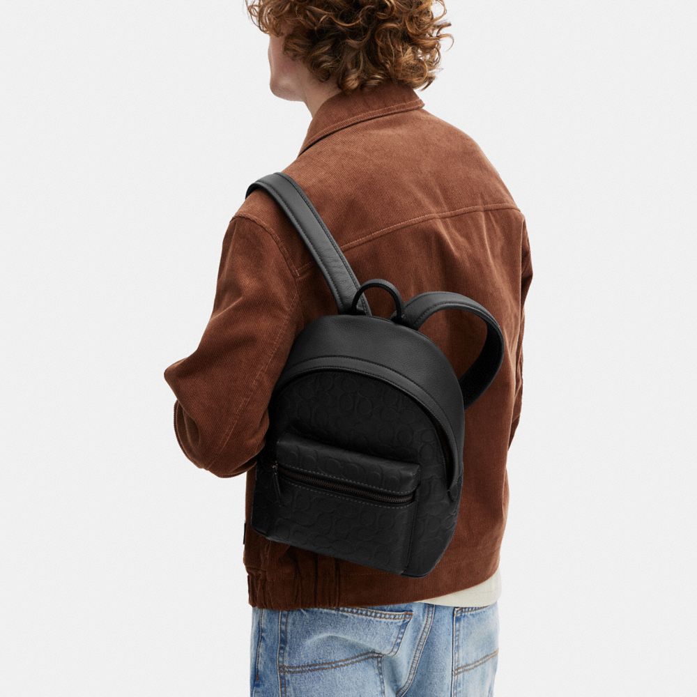 COACH®,Charter Backpack 24 In Signature Leather,,Detail View