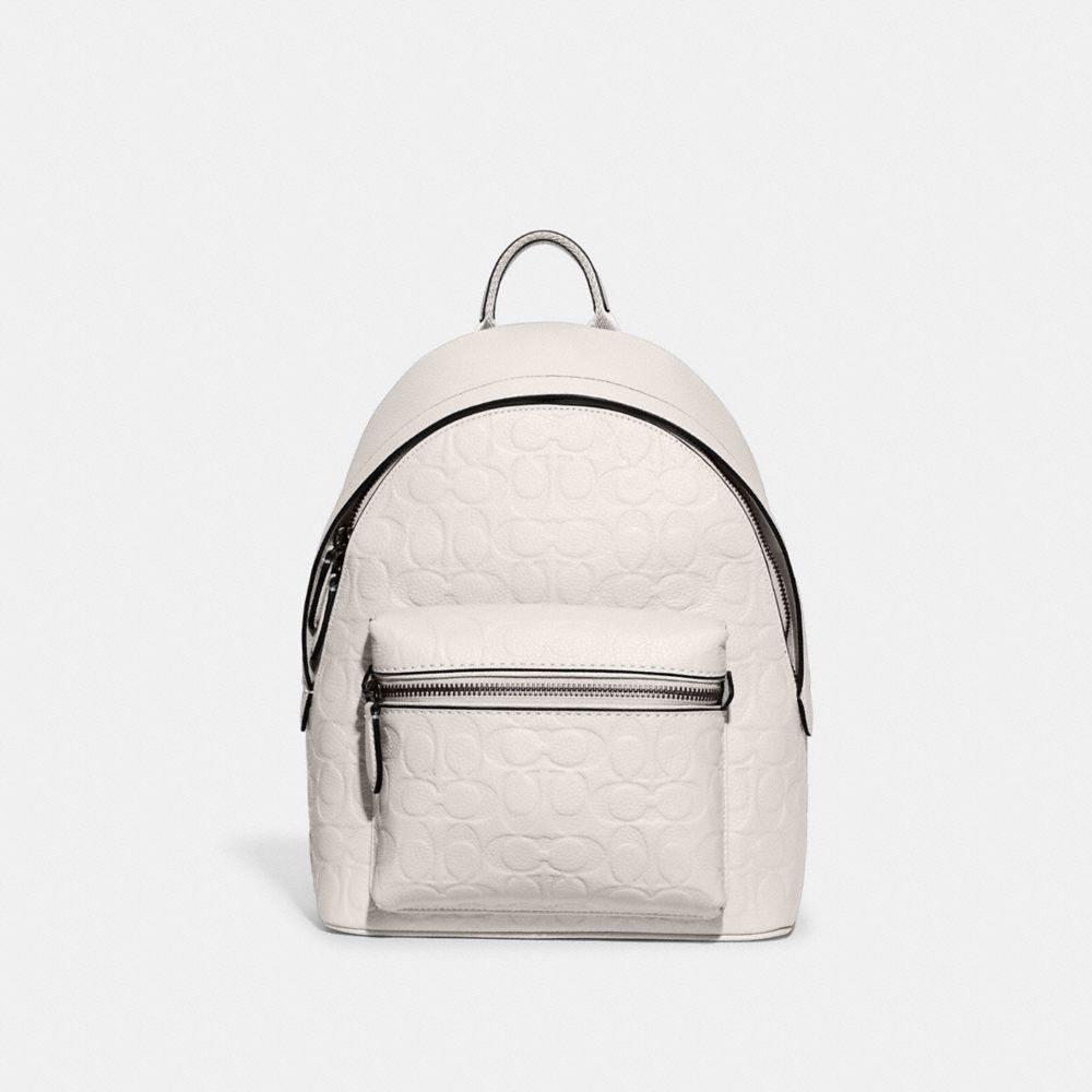 COACH®,Charter Backpack 24 In Signature Leather,,Front View